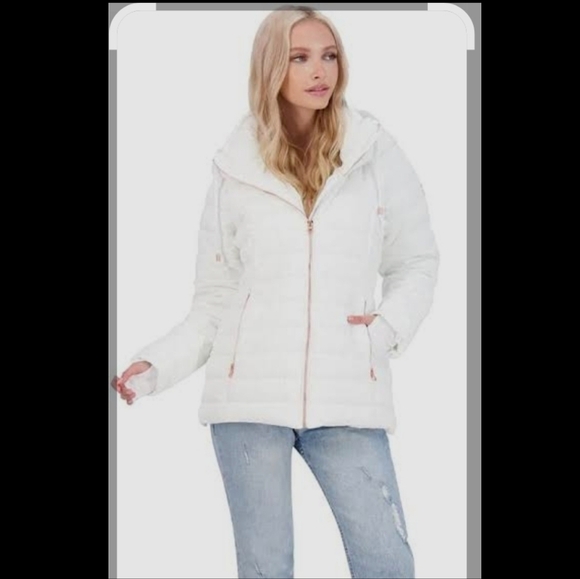 Jessica Simpson White Puffer Jacket with Quilted Texture - Picture 1 of 8